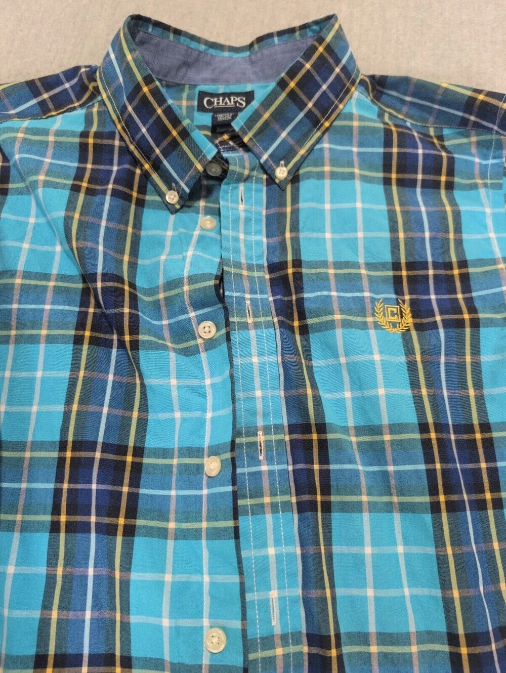 Chaps boys blue plaid button-front shirt size XL (18-20)